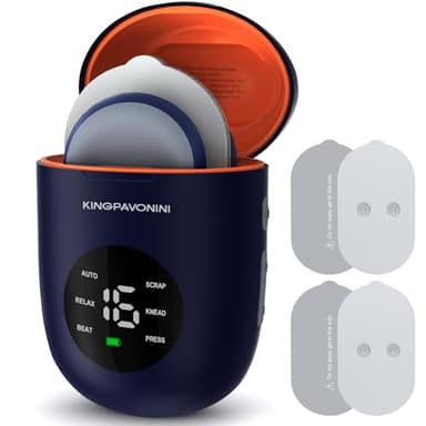 KingPavonini Wireless TENS Unit, Muscle Stimulator for Pain Relief, Portable Rechargeable TENS EMS Machine, LED Screen, Remote, Dual Channel 6 Modes 16 Intensity Massager, Charging Case (Blue)