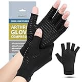DRNAIETY Copper Arthritis Compression Gloves- Arthritis Gloves for Men & Women, Relieve Hand Rheumatoid, RSI, Joint Pain, Tendonitis, Swelling, Anti-Slip Fingerless Arthritis Gloves for Work(M)