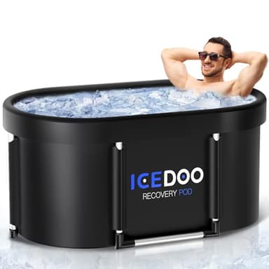 Wxtkkom New Upgrade XL 139-Gallon Oval Ice Bath Tub - 6 Layered Portable Bathtub, Drop-In Bathtubs Foldable with Cover Cold Plunge Tub for Athletes, Home Gym, Outdoor Recovery Use