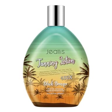 Jeallis Extreme Dark Tanning Lotion Accelerator for Indoor Tanning Beds & Outdoor Sun Tan with Bronzer to Get Dark Fast Tan, Bronzing Tanning Lotion with Tattoo Protecting Formula, DHA Free, 13.5oz