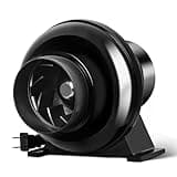 HealSmart 4 Inch 195 CFM Exhaust Inline Duct Fan Quiet Vent Booster Blower for Indoor Grow Tent Hydroponics Ventilation, Black