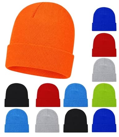 Kids Winter Beanies, 12 Pack Warm Cold Weather Hats Boys Girls Children (Assorted #3)