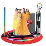 Kricikr 360 Photo Booth Machine for Parties,360 Camera Booth with Flight Case,Battery Pack,APP,Custom Magnetic Logo,etc Deluxe Suit,Control by Remote or APP, Flight Case(39.6 in)