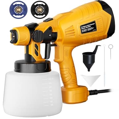 Paint Sprayer, 700W HVLP Spray Gun with 2 Nozzles & 3 Patterns, Flexible Flow Control, Easy to Clean, for House Painting, Furniture, Cabinets, Fence, DIY Projects