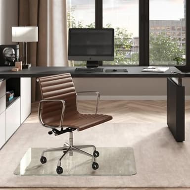 Vitrazza Glass Chair Mat 36” x 48” Superior ¼ Thick, Chiaro Standard Clear, Certified Tempered Safety Glass, Delivers a Smooth Glide, Protects Carpet or Wood, Beautiful in Home or Office