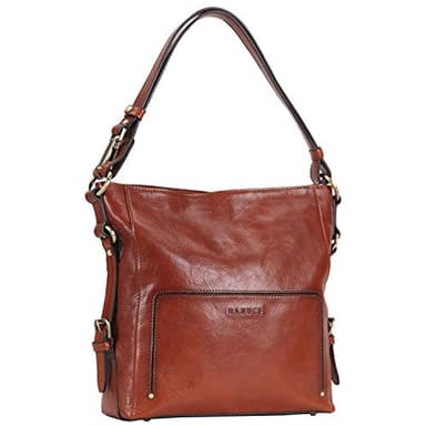 Banuce Full Grains Italian Leather Purses and Handbags for Women Vintage Shoulder Hobo Bag with Convertible Strap Red Brown
