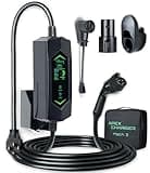 MACH 3 Fast 40 Amp Level 1&2 Portable EV Charger, Electric Vehicle Charging Station, 120-240V NEMA 14-50 w/ 5-15 Adapter. SAE J1772 car Connector & Tesla mobile NACS, Outdoor EVSE, 25ft Cable w/holder