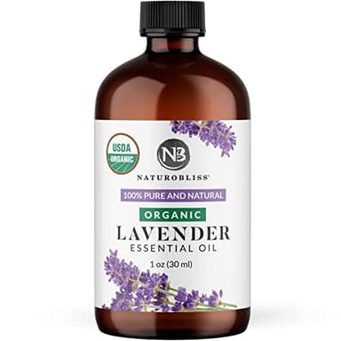NaturoBliss Organic Lavender Essential Oil, 100% Pure Therapeutic Grade, Premium Quality, 1 fl. Oz / 30 ml - Perfect for Aromatherapy and Relaxation (30ml)