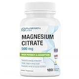 Magnesium Citrate 500 mg | High Potency Elemental Magnesium | Total 180 Veggie Caps, Superior Absorption, Non-GMO, NO Gluten and Dairy, Supports Muscle, Joint, and Heart Health