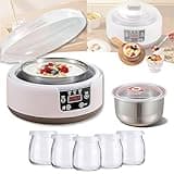 36 Hour Yogurt Maker, Yogurt Machine with Adjustable Temperature and Time Control, Yogurt Maker Automatic Digital Yoghurt Maker Machine, Lcd Display with Constant Temperature (With 5 Cups)