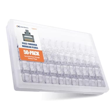 Cable Matters 50-Pack Cat 6 Pass Through RJ45 Connectors, 50µ Gold Plated (Cat 6 Ends / Cat6 Connector /RJ45 Modular Plugs/Ethernet Plugs/Network Connector) for Solid or Stranded UTP Ethernet Cable