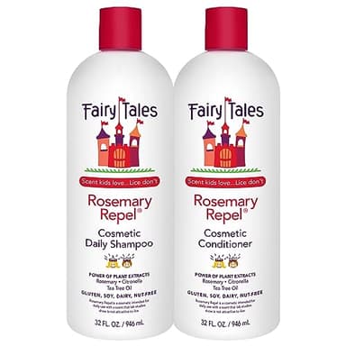 Fairy Tales Rosemary Repel Daily Kids Shampoo, 32 fl oz. and Conditioner, 32 fl oz. Duo – Kids Like the Smell, Lice Do Not (Pack of 2)