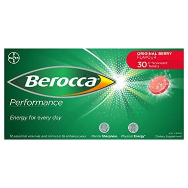 Berocca Performance 30 Effervescent Tablets- Original Berry Flavor International Version Caffeine Free