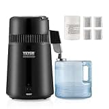 VEVOR Water Distiller, 4L 1.05 Gallon Pure Water Purifier Filter for Home Countertop, 750W Distilled Water Maker, Stainless Steel Interior Distiller Water Making Machine to Make Clean Water, Black