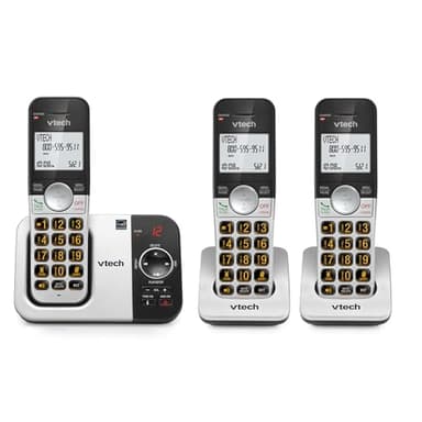 VTech Cordless Phone with 3 Handsets — Big Buttons, Large Backlit Display, Answering Machine, DECT 6.0, Intercom, Call Transfer, Easy to Use | VG232-3