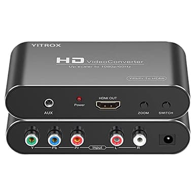 Component to HDMI Converter Upscaler Scaler, YPbPr to HDMI Converter Support 1080P for Wii, PS2, PS3, Xbox 360, Blu ray Player, DVD and More