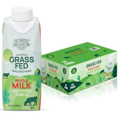 Sunrise Meadow Shelf Stable Whole Milk, Grass Fed Milk Carton Sourced from Small Family Farms, 8oz Boxes (24 pack) Great for On the Go, No Refrigeration needed,