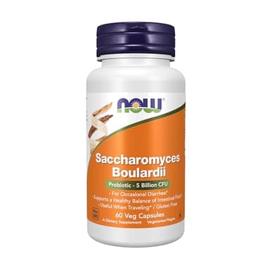 NOW Supplements, Saccharomyces Boulardii, 5 Billion CFU Probiotic, 60 Veg Capsules