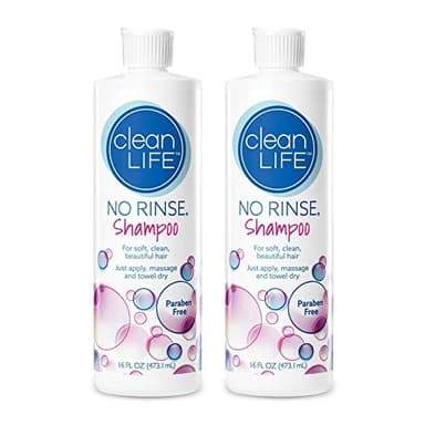 No-Rinse CleanLife Products Shampoo, 16 fl oz - Waterless, Quick Foaming Liquid Formula for Surgery Recovery, Elderly Care & Camping - Leaves Hair Fresh, Clean & Odor-Free - Made in USA (Pack of 2)