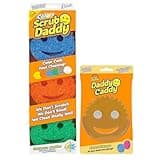 Scrub Daddy Colors 3ct + Daddy Caddy - Scratch-Free Multipurpose Dish Sponge + Sponge Holder - BPA Free & Made with Polymer Foam - Stain & Odor Resistant Kitchen Sponge