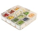 GMJTHK Divided Serving Tray with Lid and Handle,Portable Snackle Box,12 Compartment Snack Platters, Charcuterie Container,Organizer for Candy/Nuts/Veggie/Fruit (12 Compartments)