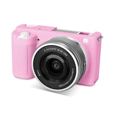 Rieibi ZVE10 Case, Soft Silicone Protective Case for Sony ZV-E10 ZVE10 Camera, Lightweight Rubber Cover for Sony Alpha ZVE10 - Pink (Not for ZV-E10 Mark II)