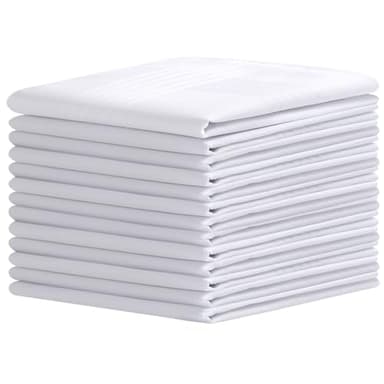 Ohuhu Handkerchiefs for Men, 13 Pack 100% Soft Cotton Hankerchief Cotton Machine Wash White Pocket Square for Suit - 16'' x 16'' Mens Handkerchiefs Hankies Perfect Gifts