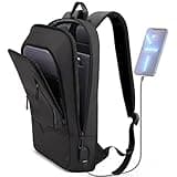 hk Backpack for Men Business Slim Backpack with USB Charger Computer Lightweight Anti-theft Travel Backpacks 15.6 inch Water Resistant Laptop Bag for Work Office College-Black