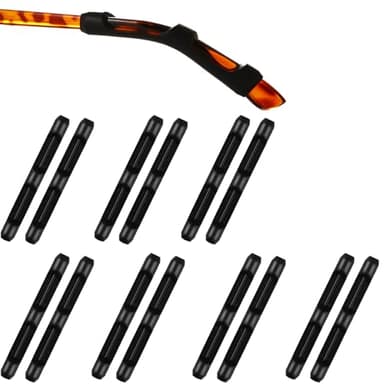 MOLDERP Eyeglass Ear Cushions - Soft Silicone Glasses Ear Grip Temple Tips Eyeglass Pads Anti Slip Eyeglasses Ear Hook Comfort Sport ，7 Pairs (L-black, all)