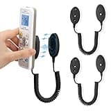 2-Pack Magnetic Remote Control Holders with Spring Ropes - Safely Secure Remotes & Small Items, Wall-Mount with Adhesive, Anti-Loss, Rapid Adsorption, Extendable Spring (Black 43 inch, 2 Pack)