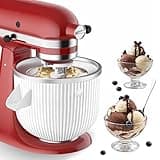 Ice Cream Maker Attachment for KitchenAid Mixers, Fits KitchenAid 4.5/5QT & 6QT Mixers, Frozen Ice Cream & Sorbet Gelato Maker for KitchenAid, 2 Quart, White(Machine/Mixer Not Included)