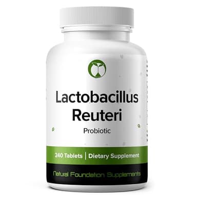 Natural Foundation Supplements Lactobacillus Reuteri Probiotic Supplement 240 Tablets 3 Billion CFU Probiotics for Men & Women Supports Intestinal Digestive & Gut Health (240, Lactobacillus Reuteri)