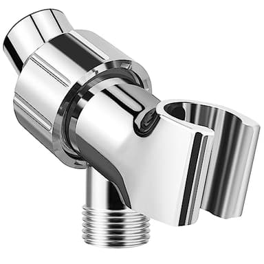 Adjustable Handheld Shower Head Holder- Brass Ball, Premium ABS Bracket- 360 Degree Rotatable Arm Mount and Hose Connector, Shower Adapter- Adjustable Shower Arm Mount, MAYYAYA (Chrome)