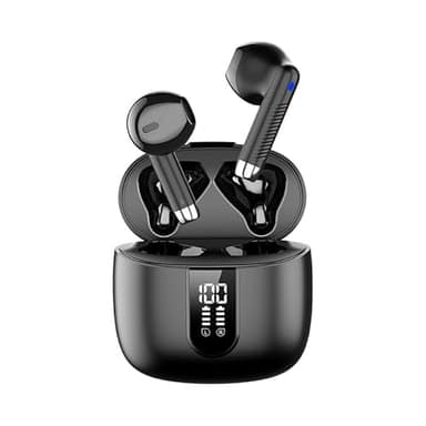 HHTTXXYY Hd Digital Display True Wireless Bluetooth Headset Bluetooth 5.3 in-Ear TWS Headset Call Noise Reduction Stereo (Black)