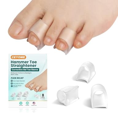 CEYOME Hammer Toe Straighteners for Women & Men – 8 Pack Gel Toe Splints for Bent, Claw & Curled Toes – Toe Corrector Supports Alignment for Daily Walking & Standing – Includes 3 Sizes (S/M/L)