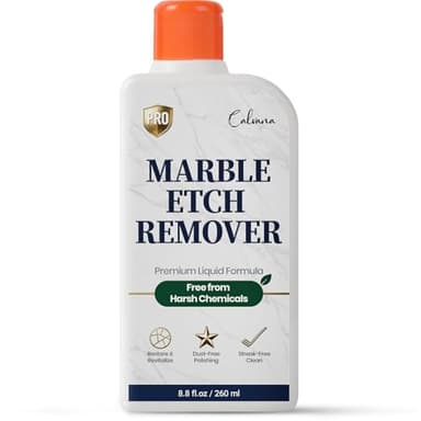 Calvana Professional Marble Etch Remover 8.8 fl. oz, Effective on Limestone, Travertine, Alabaster & Onyx, Removes Stains, Dull Spots, Water Rings & Light Scratches, Dust-Free Polishing