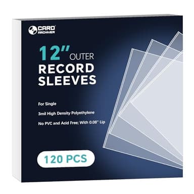 120 Pack Vinyl Record Sleeves Outer, 12.75"x12.75" 3 Mil Thick Protective Album Covers for 12" LPs, Crystal Clear Archival-Quality Outer Sleeves for Single Vinyl Storage
