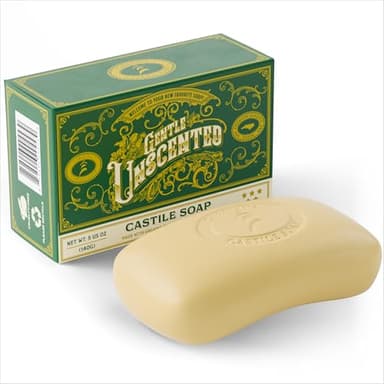 Castile Unscented Bar Soap – 1 Natural Soap Bars for Men, Women, and Kids – EWG Verified with raw Organic Cocoa Butter and Olive Oil by Carolina Castile, 5 oz Each