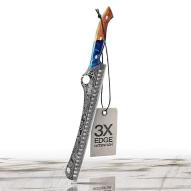 Jikko® SteelFang Edition – Japanese Brisket Knife 12" with Olive Wood & Blue Epoxy Handle | Premium Butcher & Carving Knife for Meat, BBQ, and Brisket Slicing – Ultra Sharp Stainless Steel Blade