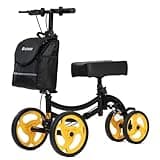 ELENKER Deluxe Steerable Knee Walker with 10" Front Wheels – Medical Scooter for Foot Injuries, Broken Ankle, Compact Crutch Alternative, Black