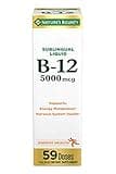 Nature's Bounty Vitamin B12 5000 Mcg Sublingual Liquid, Cardiovascular Health & Cellular Energy Support, 2 Fl Oz (1 Count)