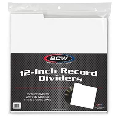 BCW 12-Inch Vinyl Record Dividers - 25 Pack | Archival Plastic for LP Storage - White