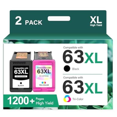 Cool Toner 63 63XL Ink Cartridges Black and Color Combo Pack Replacement for HP63XLBlack 63 XL for HP Envy 4520 Officejet 3830 4650 5255 5258 5200 4655 Deskjet 1112 3630 2132 3632 2130 Printer 2-Pack