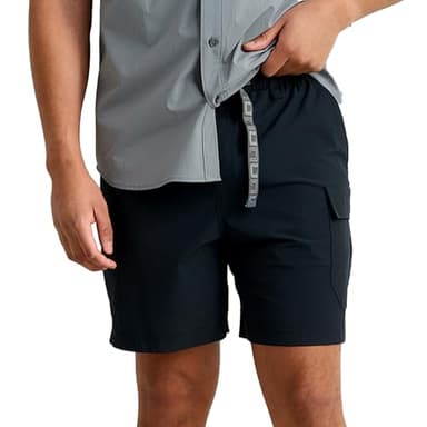 HUK Mens Creekbed Cargo Short, 7" Performance Fishing Cargo Shorts, Black, X-Large