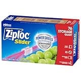 Ziploc Quart Food Storage Slider Bags, Power Shield Technology for More Durability, 76 Count