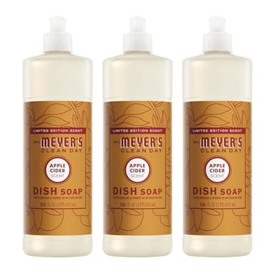 MRS. MEYER'S CLEAN DAY Liquid Dish Soap, Apple Cider Scent, 16 Fl Oz Bottle - 3 Pack