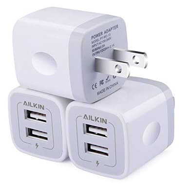 Wall Charger, 3Pack 5V/2.1A AILKIN 2-Port USB Wall Charger Home Travel Plug Power AC Adapter Fast Charging Block Cube for iPhone 15 14 13 12 SE 16Pro Max XS 17 Plus, Samsung Galaxy, Google Pixel Box