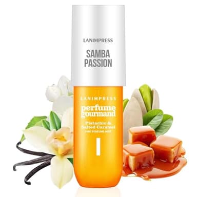 LANIMPRESS 3 FL OZ Hair and Body Fragrance Mist, Eau De Parfum for Women,Irresistible Sunshine Perfume No.1, Gourmand Floral Scent– With Notes of Pistachio, Caramel Vanilla,Travel Size Body Spray