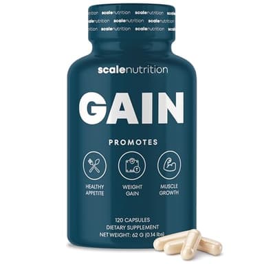 Scale Nutrition Gain - Appetite Booster Pills for Adults – Natural Appetite Stimulant & Weight Gain Support Supplement with Ginger Extract, Blessed Thistle, Gentian Root & Creatine – 120 Capsules