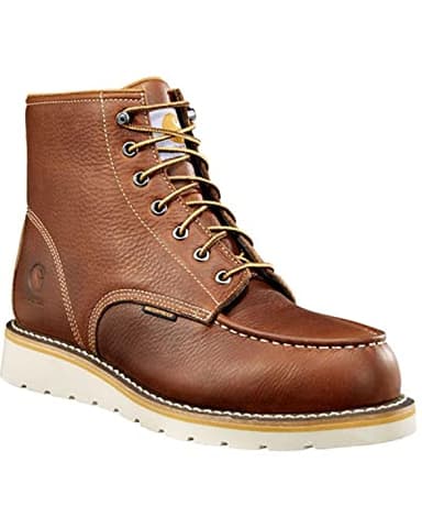 Carhartt 6” Moc Toe Waterproof Work Boots for Men - Oil-Tanned Leather Boots with FastDry Lining, Dual-Density Rubber Wedge Traction Outsole, EH Rated, Red Brown - 11.5M